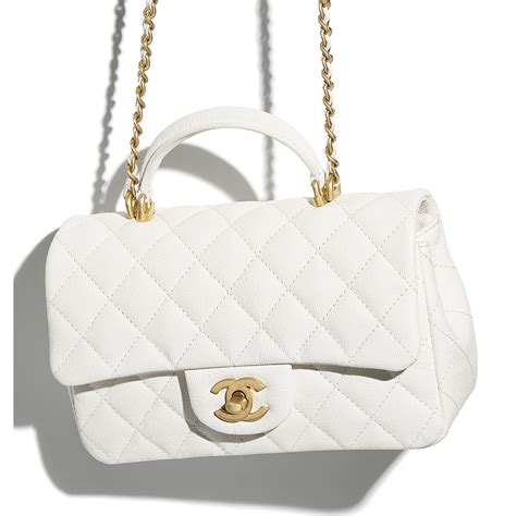 chanel flap bag with top handle white|chanel lambskin medium flap bag.